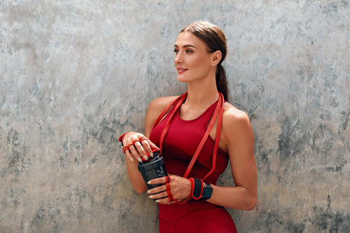 girl with protein drink