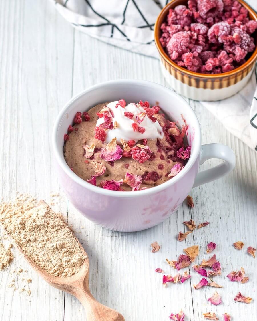 Raspberry Vanilla Protein Mug Cake