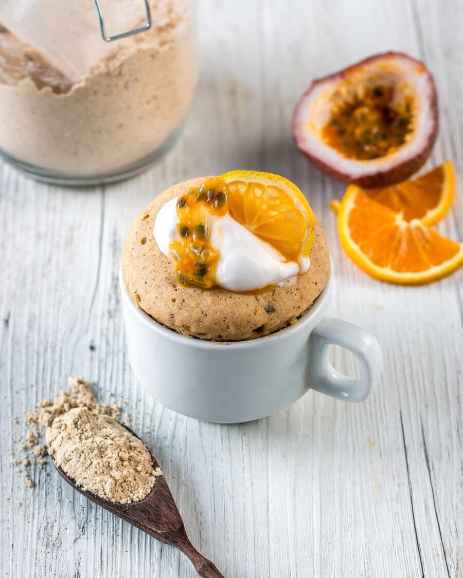 Vanilla, Orange & Passionfruit Mug Cake